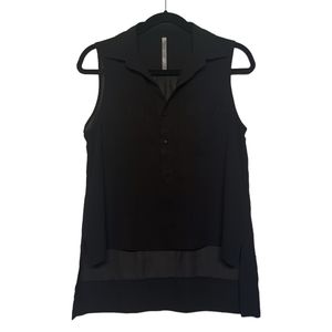 AVEC Black Semi Sheer Sleeveless Hi Low Top Medium